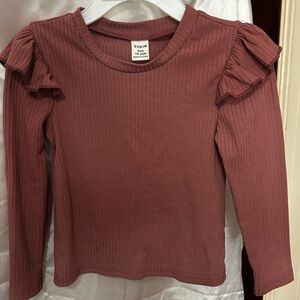 SHEIN Girls' Ruffled Long Sleeve Top - Dusty Rose